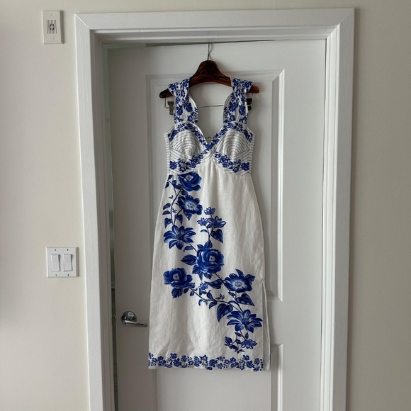 Farm Rio Off-White Floral Cascade Wavy Midi Dress - Picture 4 of 8